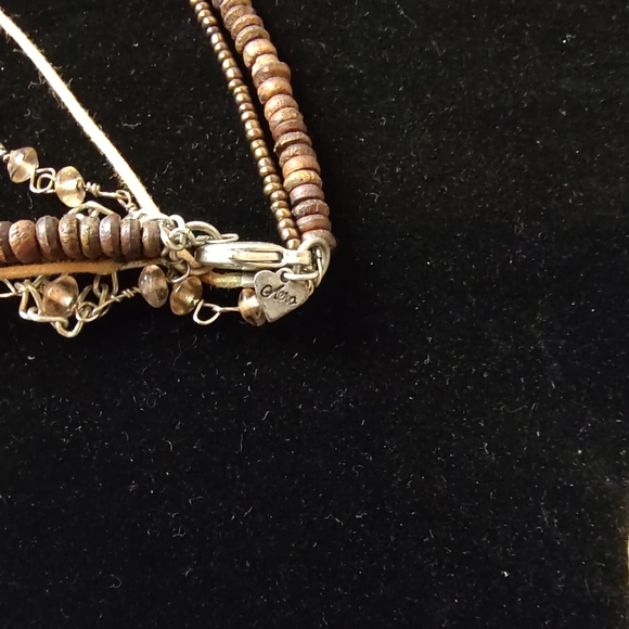 Aeropostale multi-strand mixed necklace in brown, silver colors, heart pendant - Picture 5 of 5